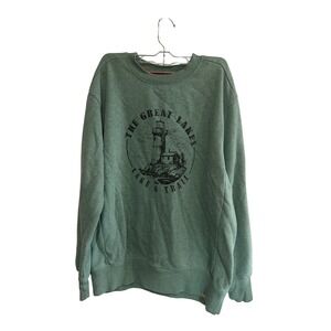 Lake & Trail Great Lakes Lighthouse Graphic Sweatshirt Green Mens Large
